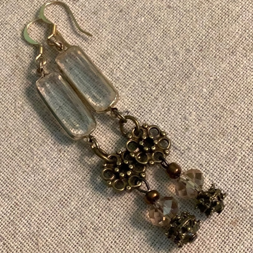 Rectangular Crystal Earrings. - image 1